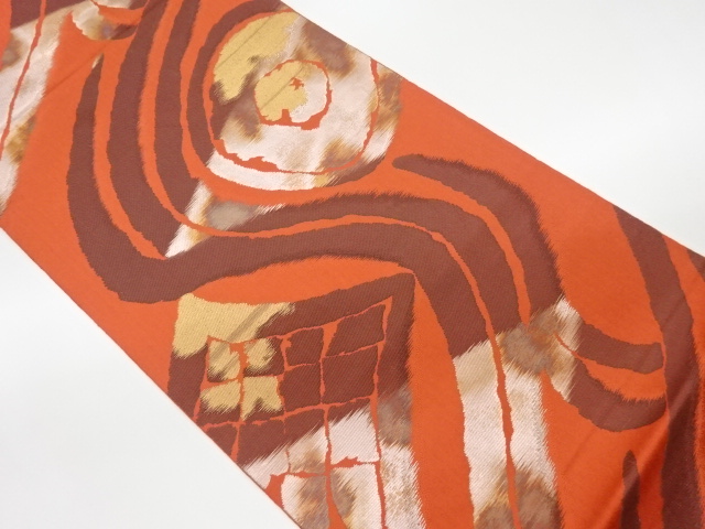 JAPANESE KIMONO / VINTAGE FUKURO OBI / WOVEN ROUNDEL & RHOMBUS